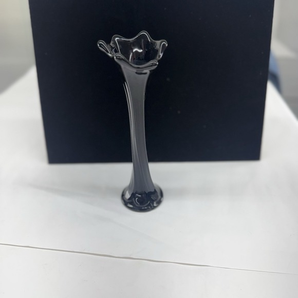 Other - VTG  Black Amethyst Swung Style Ruffled Bud Vase MCM 8.5"